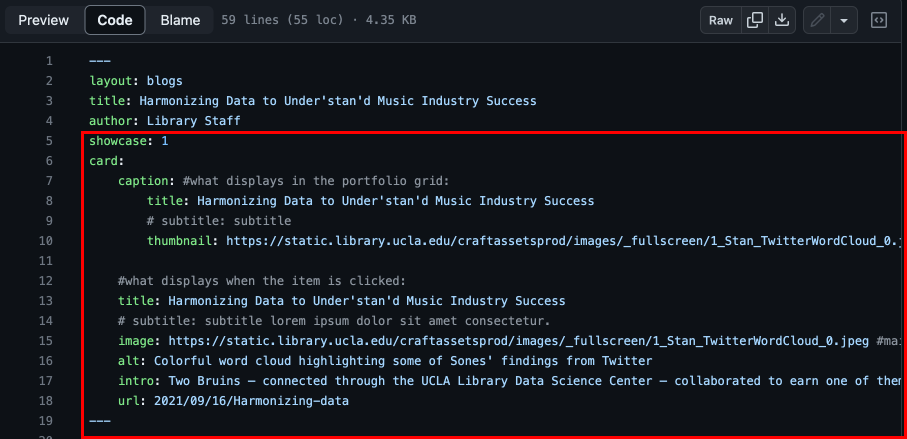 Blog Highlight Front-matter